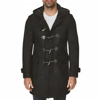 New Hugo BOSS Mens Black Wool Suit Overcoat Jacket Duffle Coat  40R Large £499 • $428.96