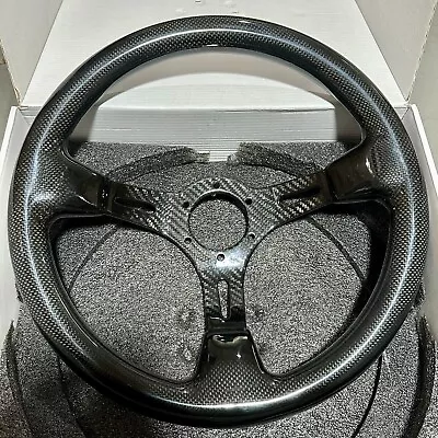 Universal 350mm Bolts Racing Steering Wheel Carbon Fiber Gloss Surface 6 Bolts • $99.99