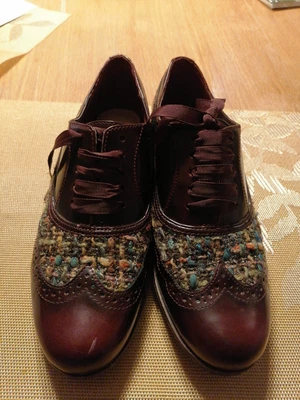 £9.99 • Buy Clarks Narrative Ladies Brogue Shoes Size UK 3 Oxblood Tweed Leather Hamble Oak