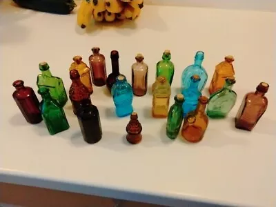 Vintage Lot Of  20  Miniature Colored Glass Bottles Taiwan Bitters Tree Life  • $35