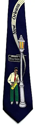 New Orleans Jazz Man Mens Neck Tie Music Mardi Gras Blue Novelty Necktie  • $14.95