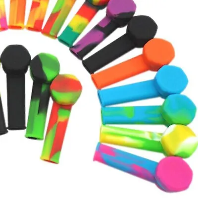 10x Mini 3.4'' Silicone Smoking Hand Pipe W/ Metal Bowl & Cap Lid Pocket Pipe US • $20.24