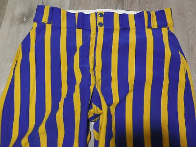 PFR VTG Men's 36 Southland USA Made Blue Yellow Striped Baseball Jersey Pants • $24.99