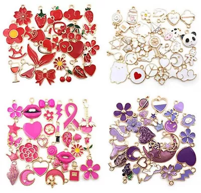 30x Gold Plated MIXED Enamel Charms Pendants Jewellery Making Earrings Bracelet • £3.95