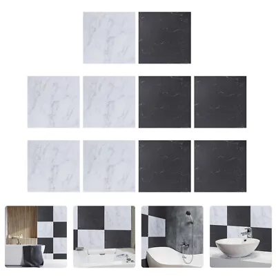 10PCS White Marble Floor Tiles Black White Marble Wallpaper Wall Tile • £12.28