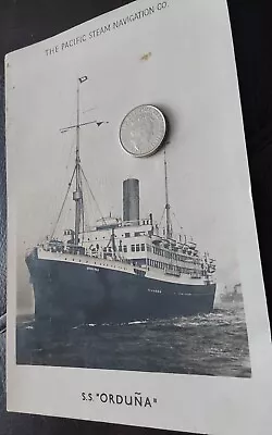 Steamship R.M.S. Orduna  Pacific Steam Navigation Company  Real Photo Postcard  • £2.99