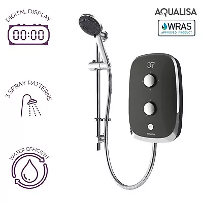 £309 • Buy 10.5KW Grey Electric Shower Digital Display 3 Spray Patterns Aqualisa E-Motion