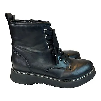 Madden Women's Kurrt Combat Boot Lace Up Zippers Black Boots Size: 8M • $17.81