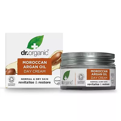 Dr Organic Argan Oil Day Cream Vegan Paraben&SLS-Free Certified Organic 50ml • £11.99