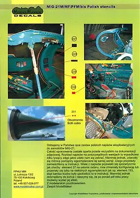 Model Maker Decals 1/48 MIKOYAN MiG-21 FIGHTER POLISH STENCILS • $10.50