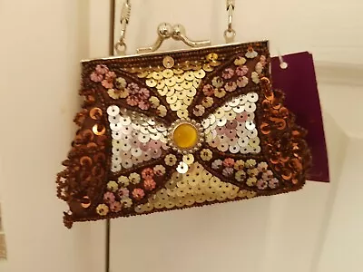 £12.50 • Buy Leko Of London Mini Micro Beaded Bag / Purse Detachable Metal Chain Strap
