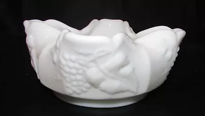 Old Westmoreland Grape Pattern White Milk Glass Rare Pinch Crimp 4  Berry Bowl • $25