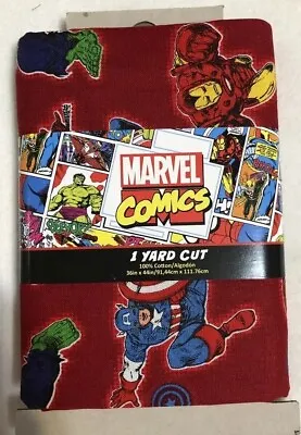 Cotton Fabric Marvel Comics Spiderman Iron Man Hulk  1 Yard 36  X 44  New • $12