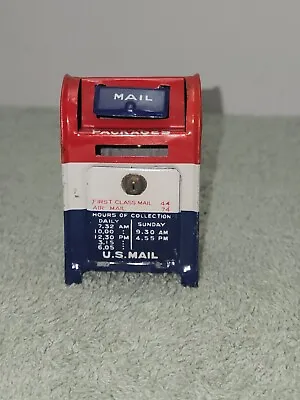 Vintage Tin US Mail Box Coin Piggy Bank 1960's Toy Japan Retro 2 3/4  No Key • $14.99