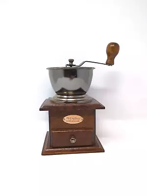 Vintage Mr Dudley International Coffee Grinder Hand Crank Metal & Wood W/ Drawer • $21.49