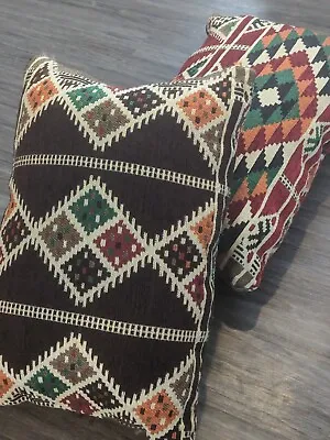 Traditional Handmade Turkish Anatolian Lumbar Cushion Kilim Pillow Cover 16x24 • $26.99