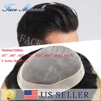 Toupee For Men Fine Mono Mens Toupee Human Hair Replacement System NPU Around • $189