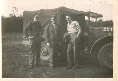 Vintage World War 2 Photo U.S. Army Officers With Truck WW11 1944 Snapshot  • $19.50