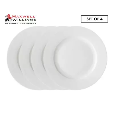 Set Of 4 Maxwell And Williams 19cm White Basics Round Porcelain Rim Side Plate • $21.99