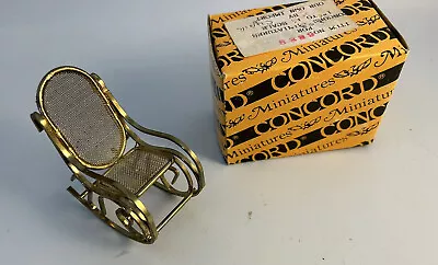 Vintage Dollhouse Miniatures Brass Mesh Rocking Chair Concord In Box • $8.99