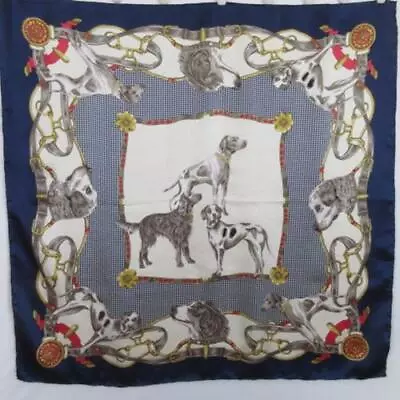 DOGS Pattern Silk Scarf 34“ Square Vintage ScarvesiLove 4673 • $14.99