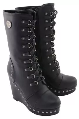 Milwaukee Performance Women's Lace Front Studded Boot W/ Platform Wedge *MBL9438 • $86.99