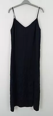 M&S Navy Strappy Satin Vent Hem Long Dress New F2 • £10.99