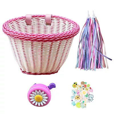 Kids Bicycle Basket Kit Front Handlebar Girls Bicycle Basket Bike Decoration • $22.13