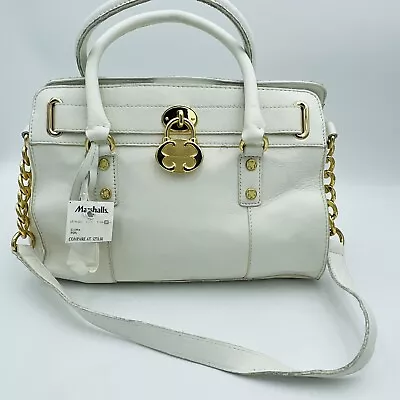 $89.99 • Buy Emma Fox White Leather Satchel Purse Handbag Shoulder Strap & Double Handle NWT