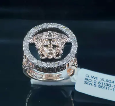 Classic Diamond Ring 14kt Gold Versace Design Natural Diamond Rose Gold • $736