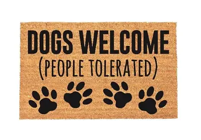 COIR DOOR MAT DOGS WELCOME TEXT ENTERANCE MAT RUG ANTI-SLIP DIRT SCRAPER 60x40CM • £8.99