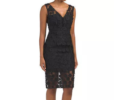 $595 NWT Milly Mari Floral Lace V Neck Sleeveless Black Dress Sz 6 • $229.99