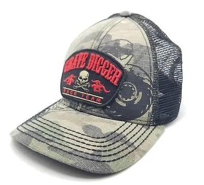 Monster Jam GRAVE DIGGER Truck RACE TEAM 2013 Camo Flex Fit Mesh Back Hat OSFA • $22.39