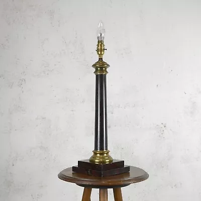 Antque Tall Brown Marble & Brass Corinthian Column Classical Table Lamp • £210