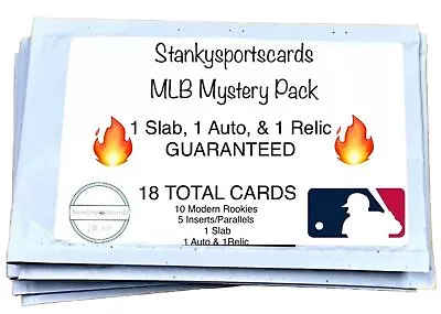 Baseball Mystery Hot Pack~1 Slab Auto & Relic GUARANTEED.  18 Total MLB Cards • $19.99