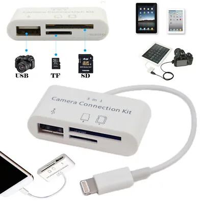3 In 1 USB SD Card Reader Micro Camera DSLR Link Adapter Reader For Iphone IPad • $11.98