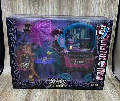 Monster High Travel Scaris Cafe Cart City Frigh Vendor Table Umbrella Hang Out • $39.99