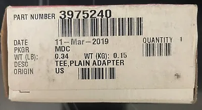 TEE PLAIN ADAPTER For Cummins Part#3975240 • $13.99