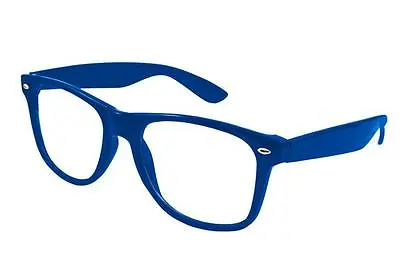 Blue Retro Oversized Style Frame Brille Nerd Geek Novelty Costume Glasses New • £5.99