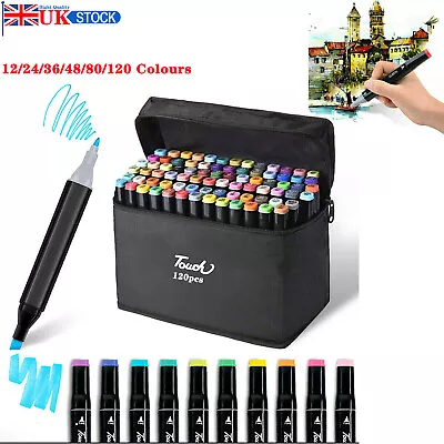 £16.99 • Buy 12-120 Colour Brush Pens Set Dual Tips Soft Fine Art Markers Drawing Watercolour