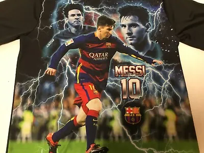 Lionel Messi #10 Jersey Youth Large Shirt Black 3 D Qatar Airways FCB Barcelona • $19.99