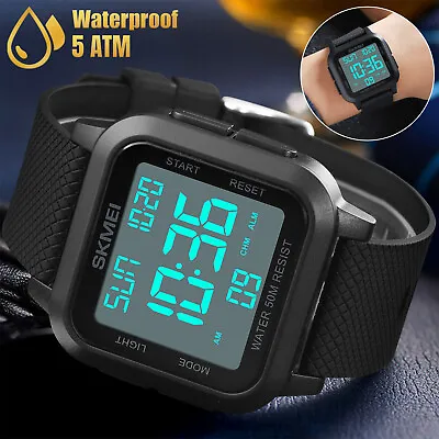 Fashion Men's Sports Watch LED Large Digital Waterproof Multifunction Wristwatch • $13.98