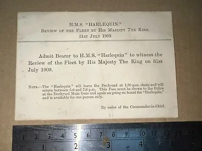£10.99 • Buy Ticket Admit 1 To HMS Harlequin Review Of Fleet King Edward VII July 1909 Solent