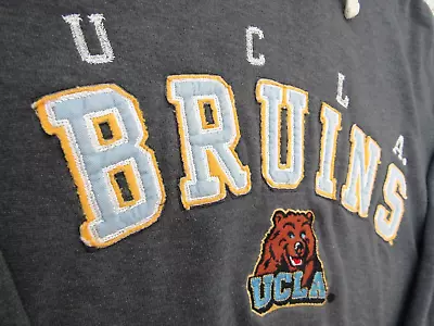 Rare VTG UCLA BRUINS BEAR Gray Stitched Hoodie Men M G-lll Sports Carl Banks WOW • $44