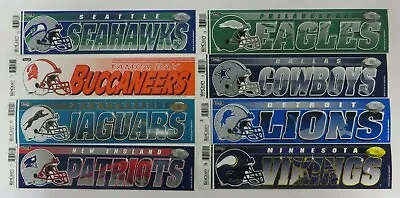 Vtg NFL Football CHOOSE YOUR TEAM Bumper Sticker Wincraft YOU PICK CHOICE 12x3 • $9.99