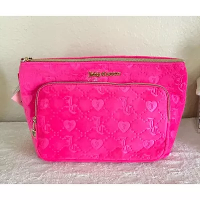 JUICY COUTURE Pink Velour TRAVEL COSMETIC  Toiletry Bag Double Pockets • $49