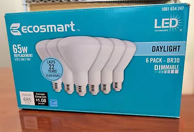 EcoSmart 65-Watt Equivalent BR30 Dimmable LED Light Bulb Daylight QTY 5 • $8.35