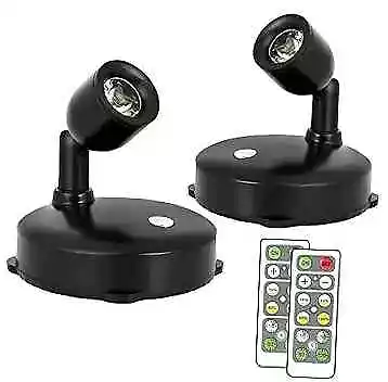  Spotlight Battery Operated Wireless Picture Light LED Puck Light Black • $36.38