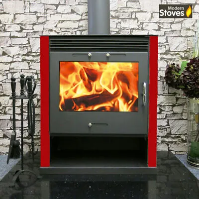 Wood Burning Multi-fuel  16kw Ruben Red Multi-fuel Wood Burning Stove Modern • £949.99