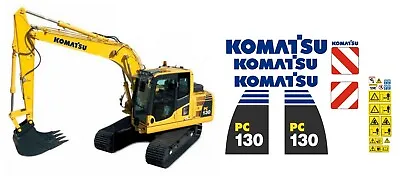 £74.95 • Buy Komatsu PC130-8 Digger Excavator Decal Set .  Sticker Kit With Safety Stickers